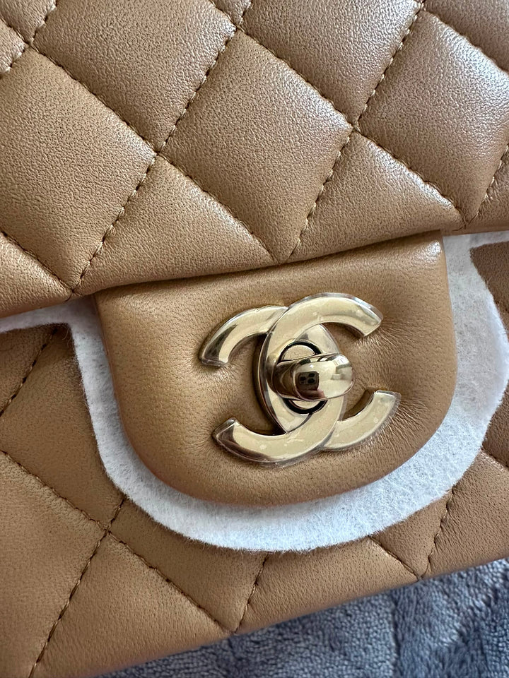 CHANEL Dark Beige LGHW Top Handle Mini Rectangular Flap Bag