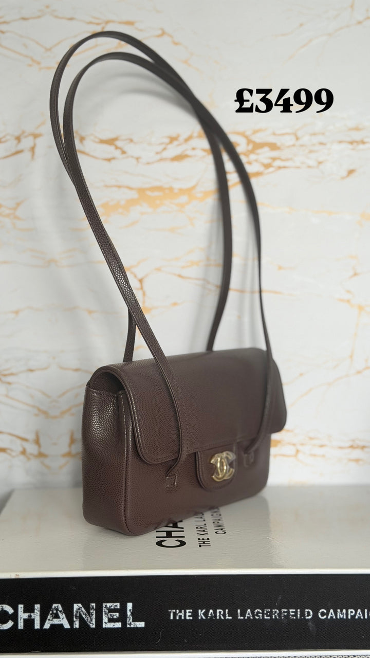 CHANEL Brown Caviar Preppy Mini 26S 2026 with Aged GHW 17 cms