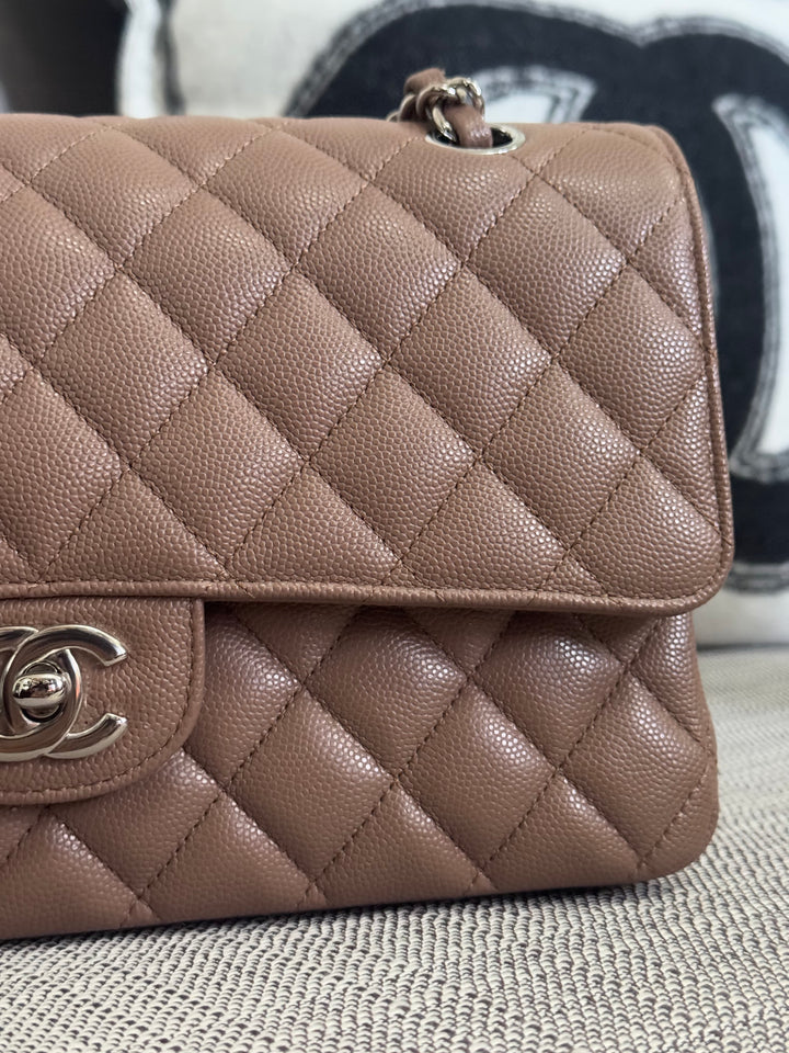 Chanel series 24 17B 2017 Fall/Winter Collection Taupe Caviar SHW Medium ML Timeless Classic Double Flap Bag