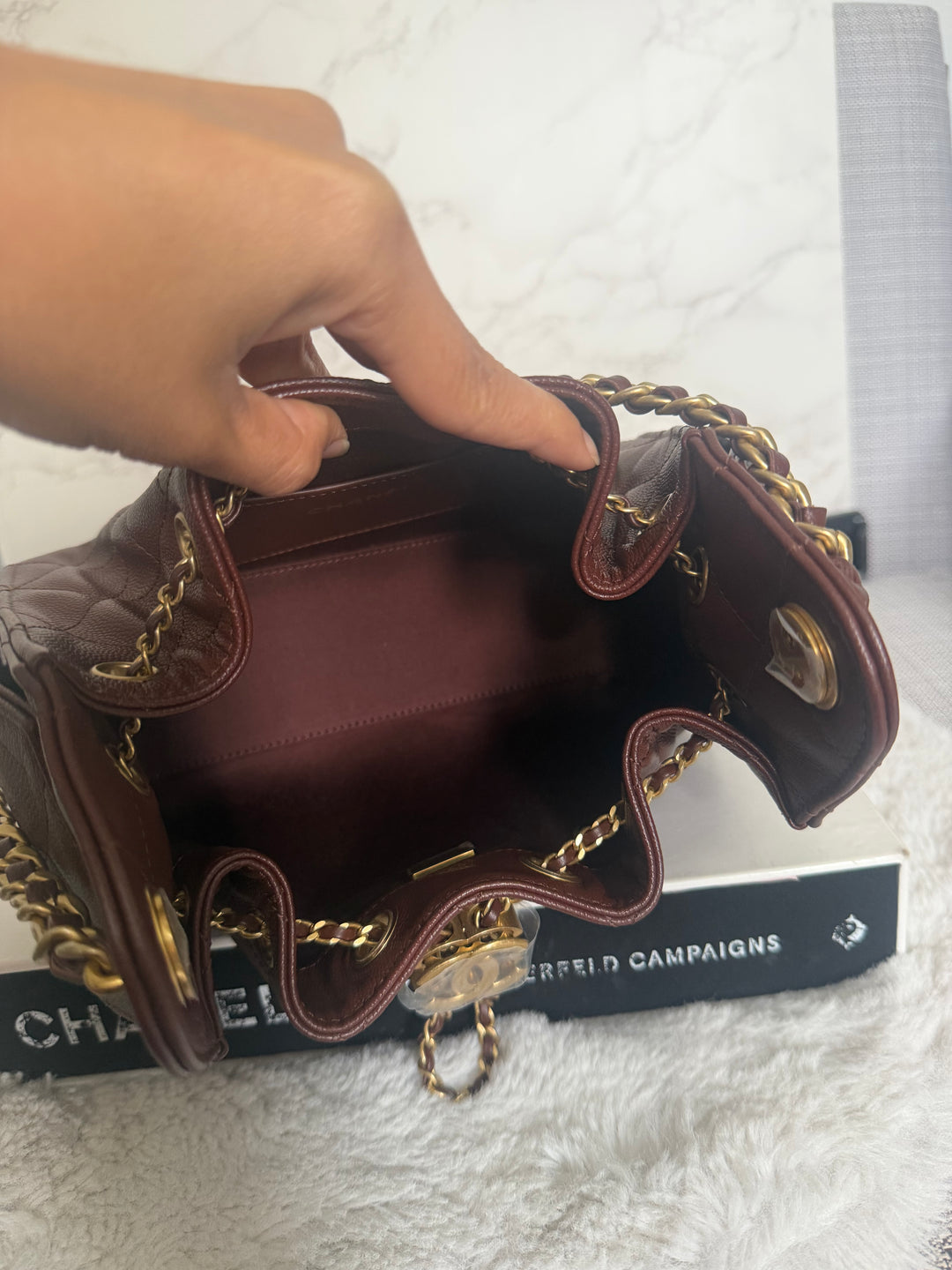 CHANEL 26S Brown Caviar Mini 25 Hobo Bag with Aged GHW 2026