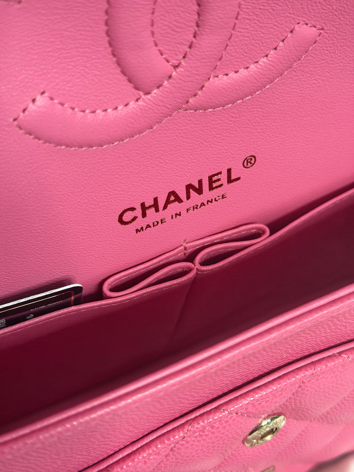 CHANEL series 27 19C Barbie Pink Caviar LGHW 11.12 Medium M/L Timeless Classic Double Flap Bag