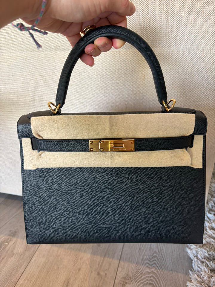 WA/Email to Purchase only- HERMÈS Kelly 28 Black 89/Noir 89 Epsom Sellier GHW Stamp G 2026