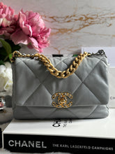 Load image into Gallery viewer, Chanel 19 size Small series 29 2020 Cruise Collection 20C Grey Lambskin Mixed HW Flap Bag
