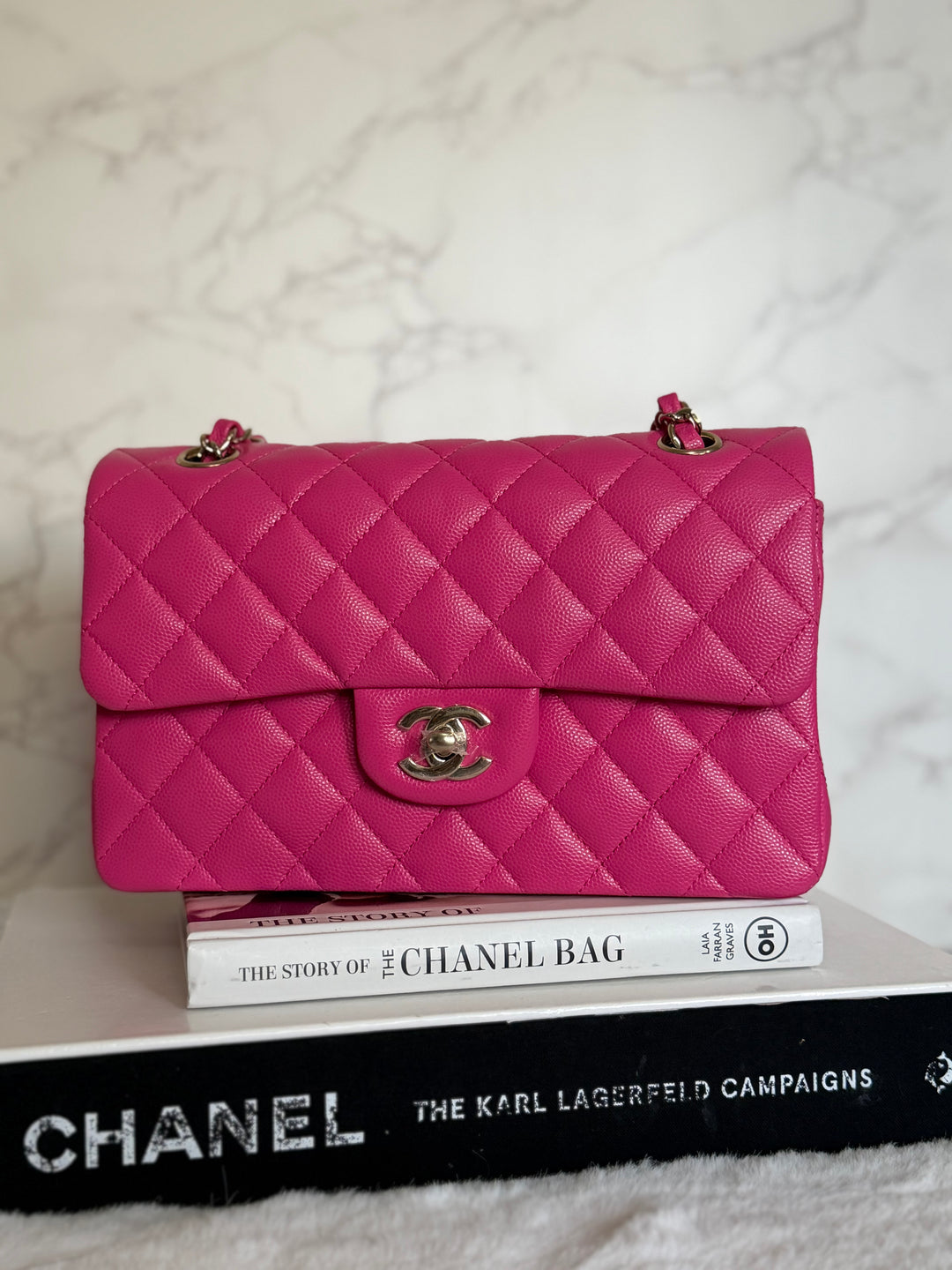 CHANEL 22P/K Hot Barbie Pink Caviar LGHW Small Timeless Classic Double Flap Bag 2022