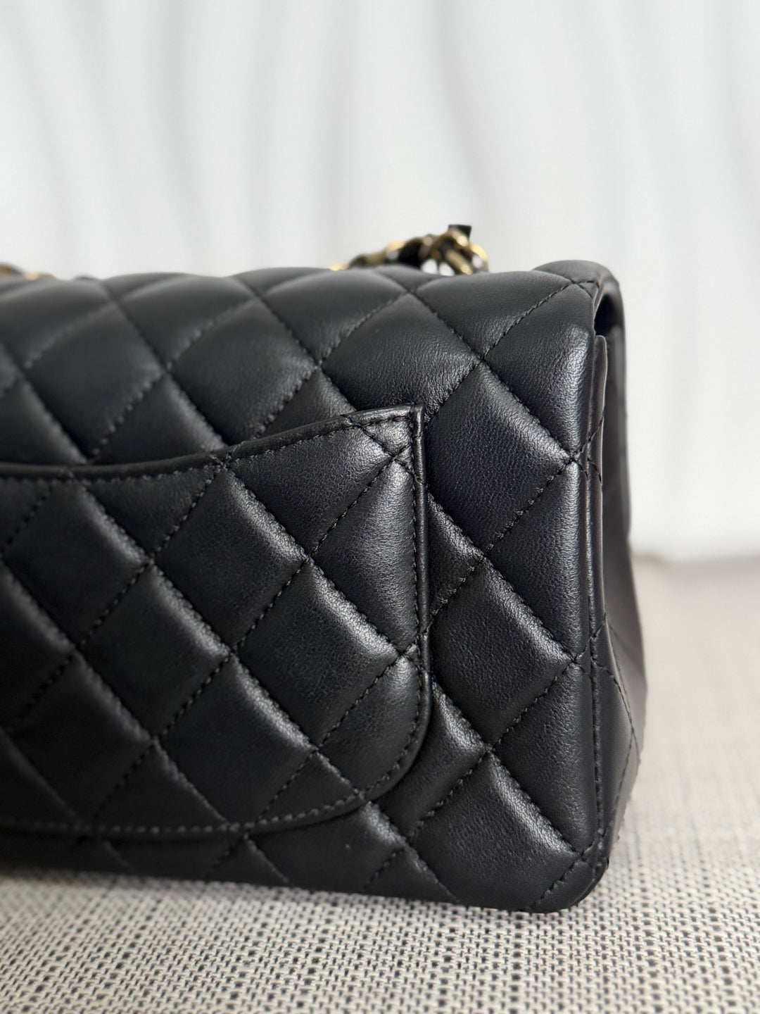 CHANEL Black Lambskin LGHW Mini Rectangular Flap Bag 2025