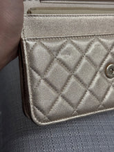 Load image into Gallery viewer, Chanel 21P 2021 Pre Spring/Summer Collection series 31 Iridescent Gold Lambskin Champagne GHW Classic Wallet on Chain (WOC)
