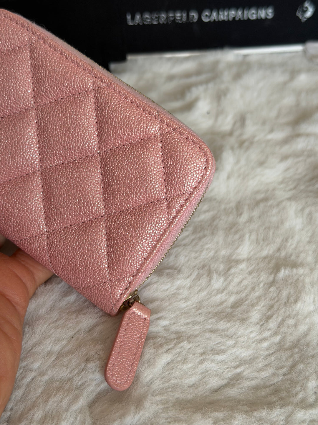CHANEL 19S iridescent pink caviar LGHW Zippy Coin Purse series 27 2019