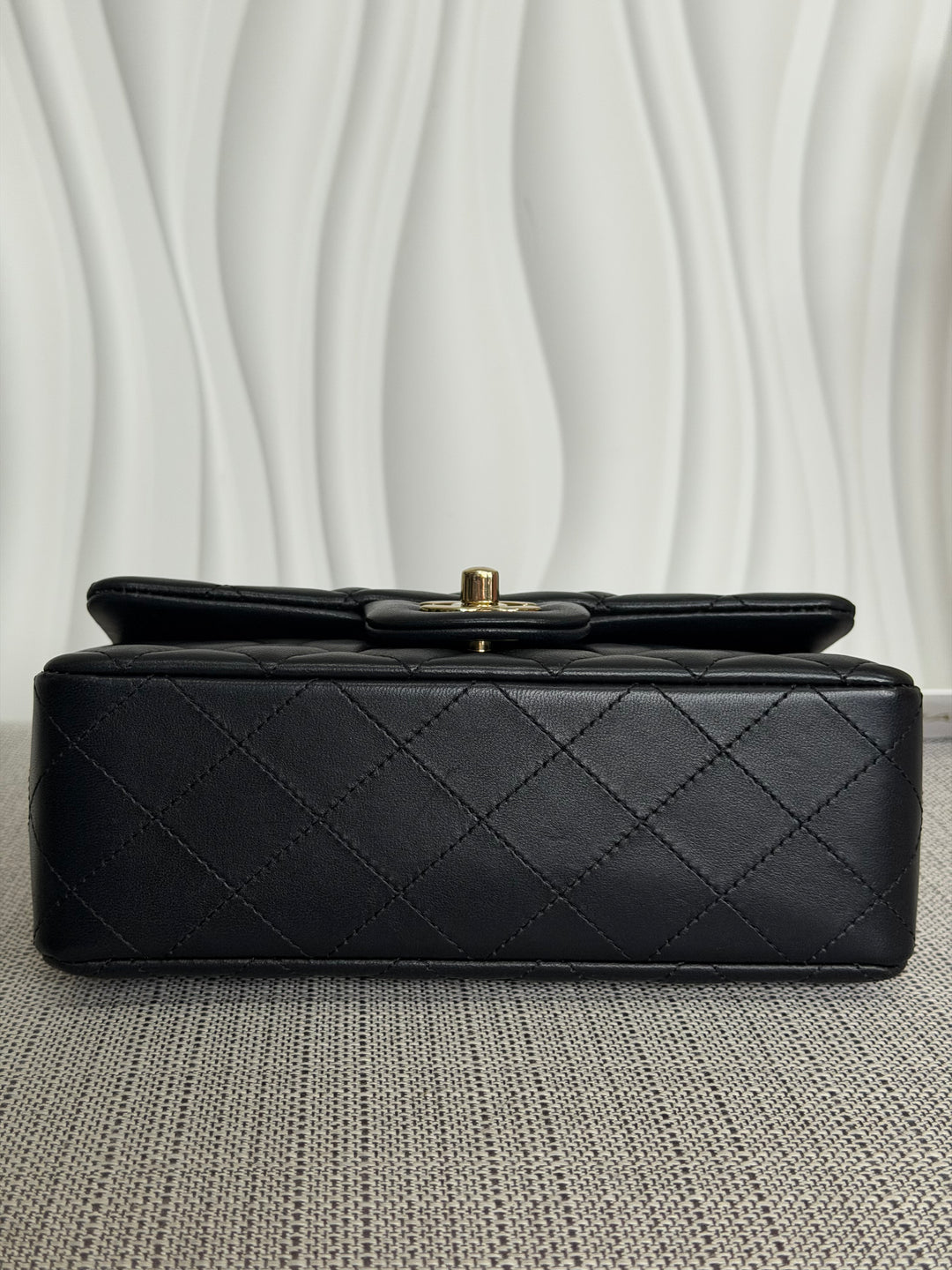 CHANEL Black Lambskin LGHW Mini Rectangular Flap Bag 2025