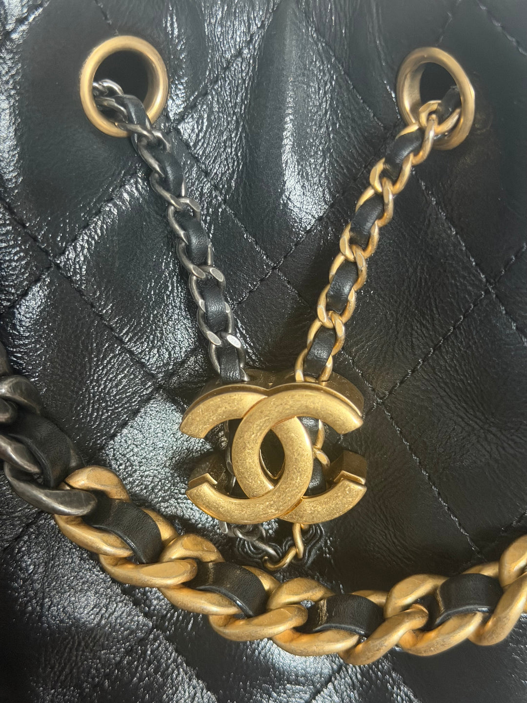 CHANEL Black Shiny Calf Skin Mixed Hardware 25 Hobo Bag size SMALL 2025/2026
