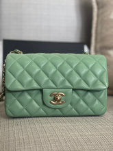 Load image into Gallery viewer, Chanel series 31 21C collection 2020/2021 Pastel Mint Green Lambskin Champagne GHW Mini Rectangular Flap Bag
