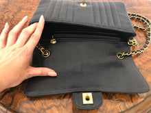 Load image into Gallery viewer, Chanel Series 2 Vintage 24K GHW Vertical Black Caviar Medium Single Flap Shoulder Bag
