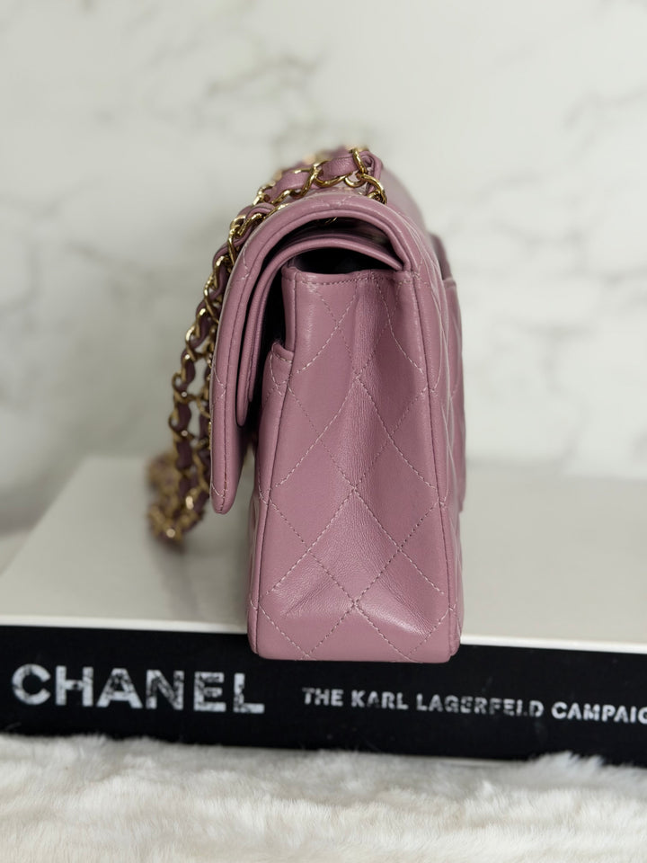 CHANEL series 21 Mauve Pink Purple Lambskin LGHW Medium ML Timeless Classic Double Flap Bag 2015