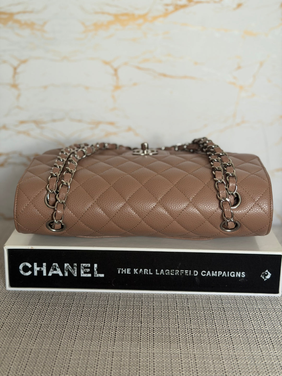 CHANEL series 13 Dark Beige Taupe Caviar SHW Medium ML Classic Double Flap Bag 2011