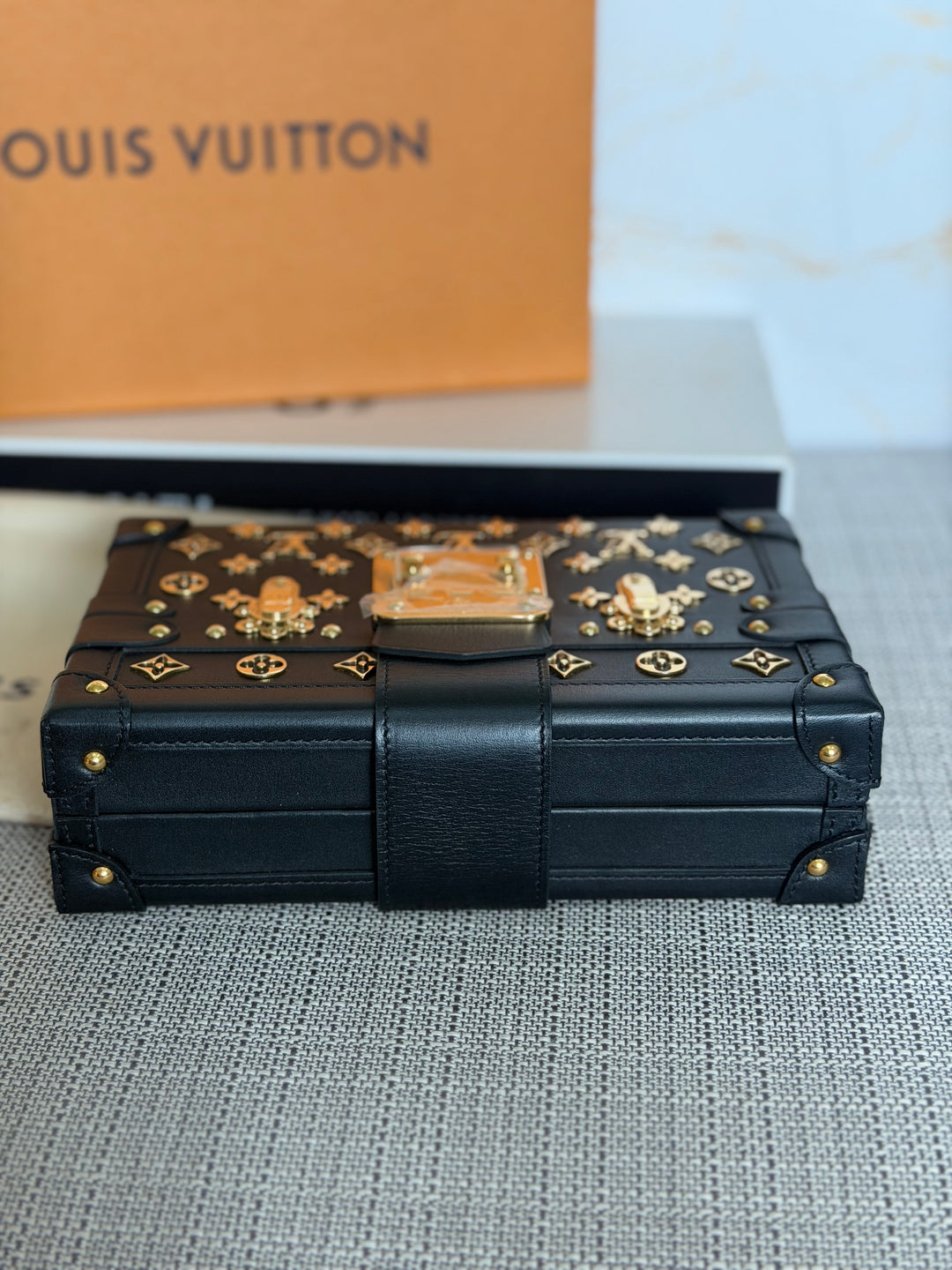 LOUIS VUITTON LV Petite Malle in Metal Black and Gold