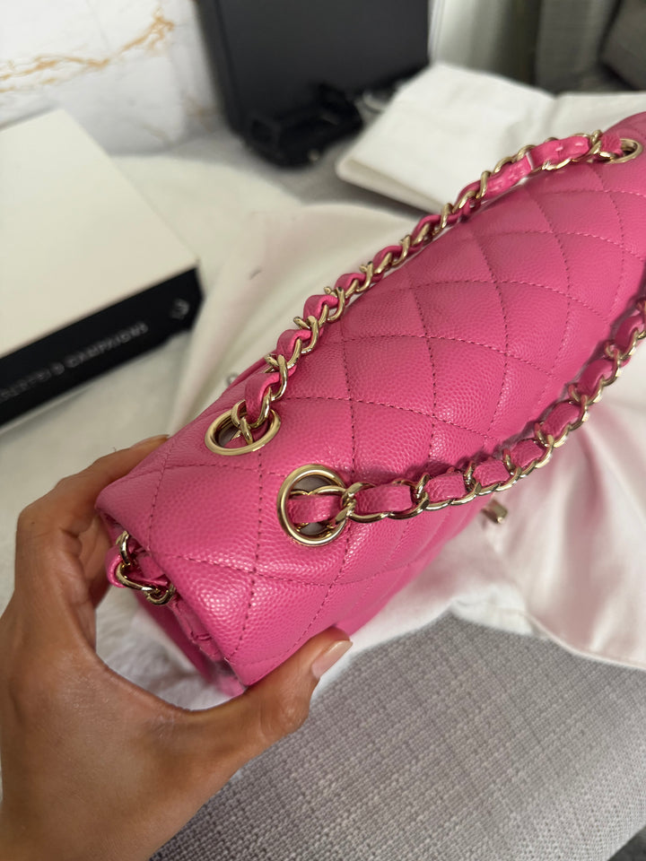 CHANEL series 27 19C Barbie Pink Caviar LGHW 11.12 Medium M/L Timeless Classic Double Flap Bag