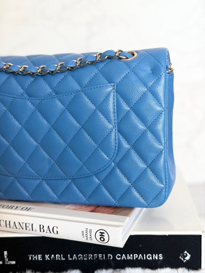 Chanel series 30 2020 Blue Caviar LGHW Medium ML timeless Classic double Flap Bag