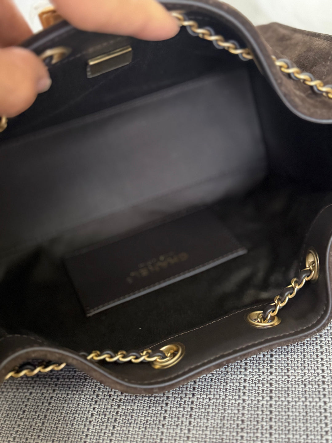 CHANEL 26C collection 2025/2026 Brown Suede Leather Mini 25 Hobo Bag with aged GHW