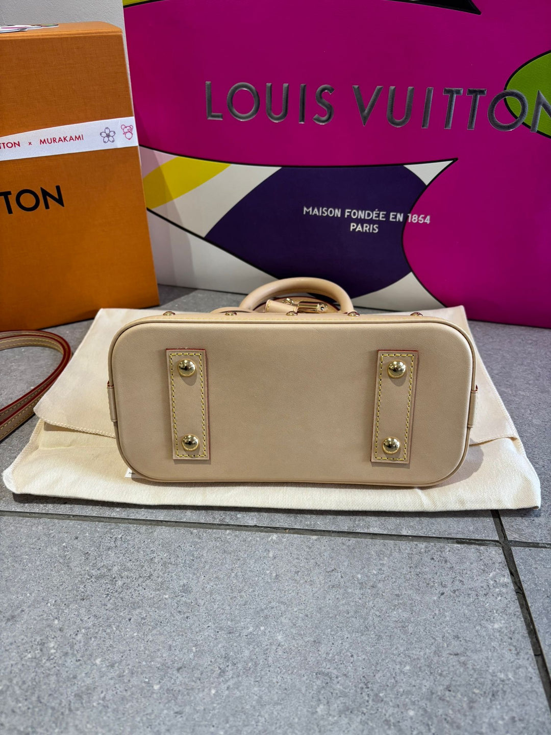 Louis Vuitton LV Alma BB Takashi Murakami LV x TM Multicolored Monogram Canvas Blanc White