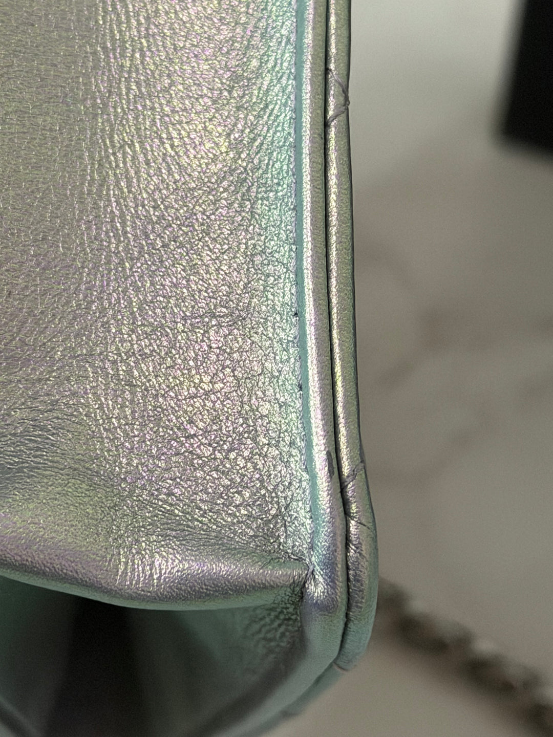 CHANEL 21K Silver Lambskin SHW Classic Wallet On Chain (WOC)