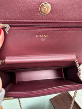 Load image into Gallery viewer, Chanel 22B 2022 Burgundy Caviar GHW Wallet on Chain (WOC)
