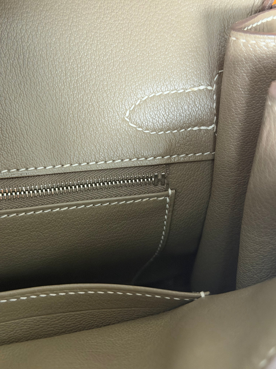 Hermès Etoupe Togo Leather PHW Birkin 30 Stamp A 2017