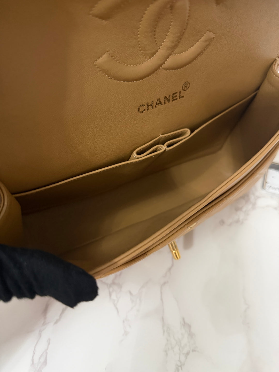 CHANEL series 4 Vintage 24K GHW Dark Beige Lambskin Timeless Classic Medium Double Flap Bag