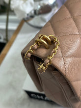 Load image into Gallery viewer, Chanel 22K Pre Fall/Winter 2022 Collection Dark Beige Caviar Aged GHW Coco First Mini Flap Bag
