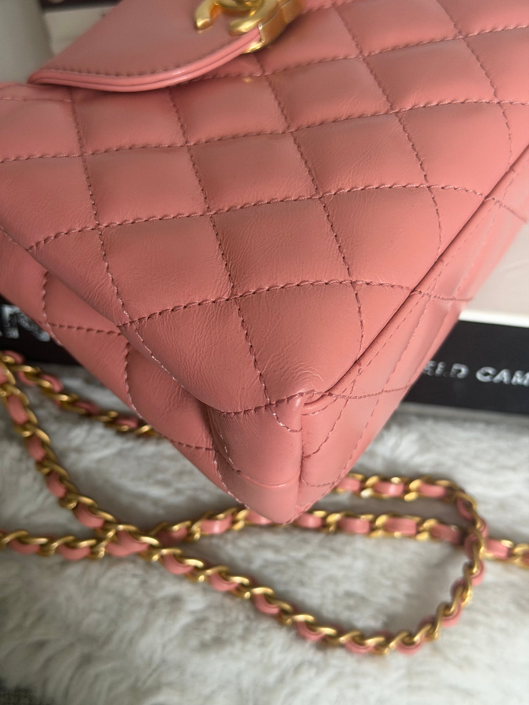 CHANEL Pink Calf skin aged GHW Kelly Shopping Tote Bag size Small 19 cms