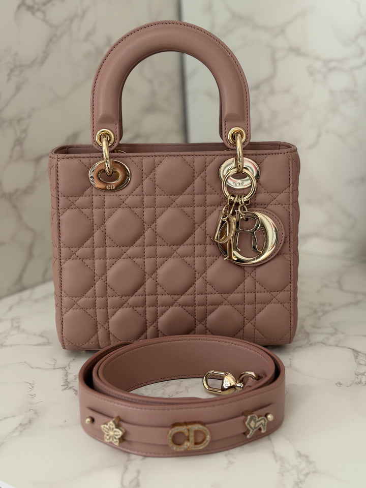 DIOR Lady Dior In Blush Lambskin LGHW size SMALL 2020