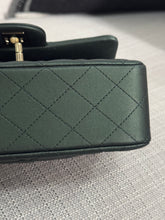 Load image into Gallery viewer, Chanel Iridescent Dark Green Lambskin Mini Rectangular Flap Bag with Top Handle and Champagne GHW
