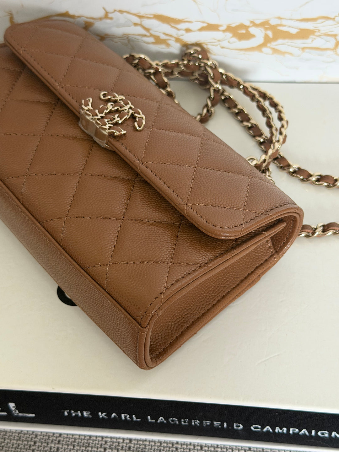 CHANEL 26P Brown Caviar LGHW Top Handle Vanity Clutch with Chain 2026