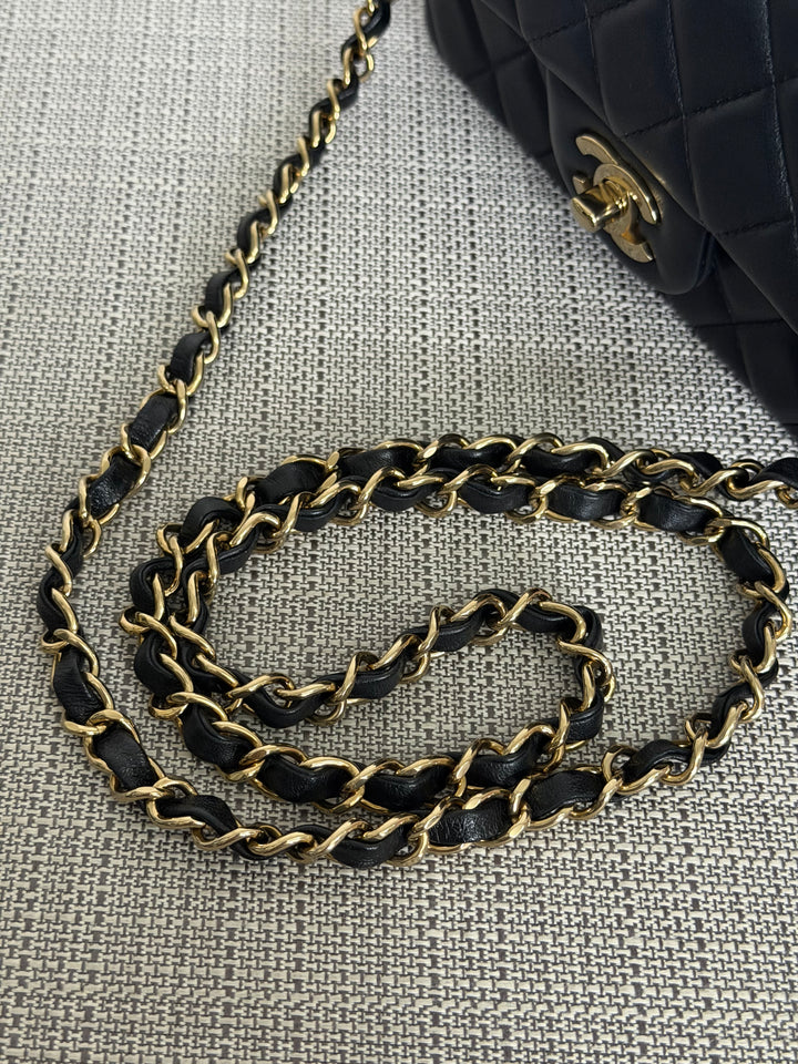 CHANEL Black Lambskin LGHW Mini Rectangular Flap Bag 2025