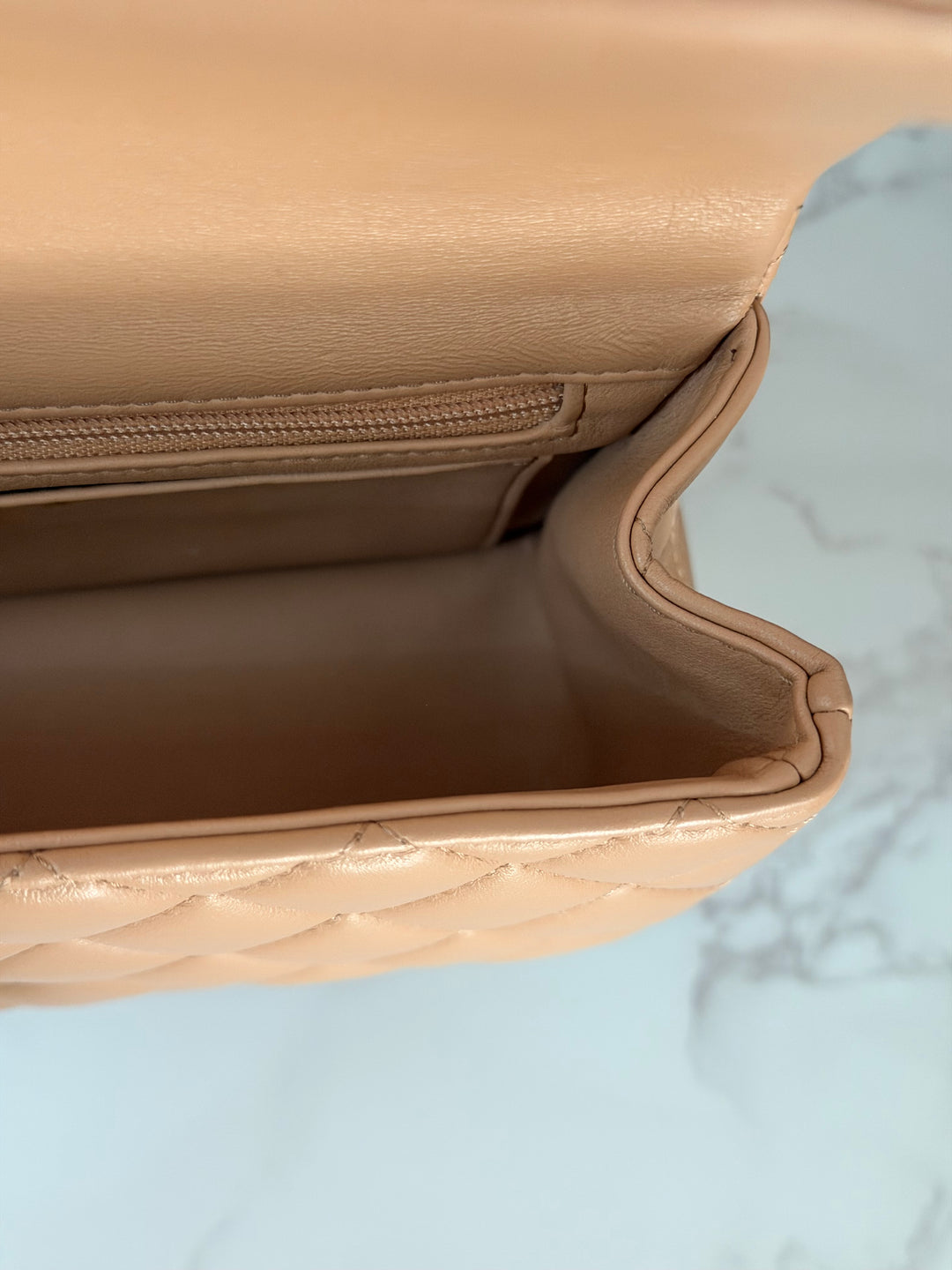 CHANEL 23K 2023 Dark Beige NR649 Lambskin LGHW Mini Rectangular Flap Bag with Top Handle