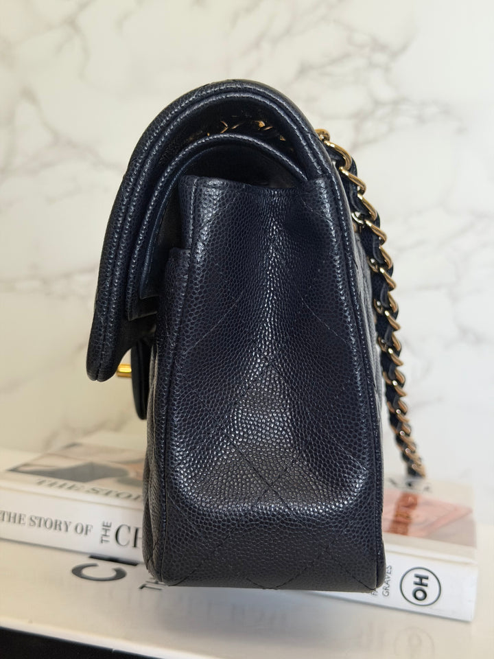 CHANEL series 31 Dark Navy Caviar LGHW Small Timeless Classic Double Flap Bag 2020/2021
