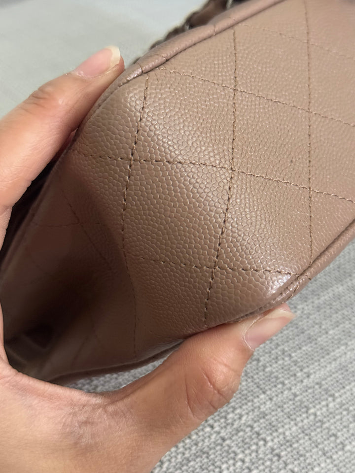 Chanel series 24 17B 2017 Fall/Winter Collection Taupe Caviar SHW Medium ML Timeless Classic Double Flap Bag