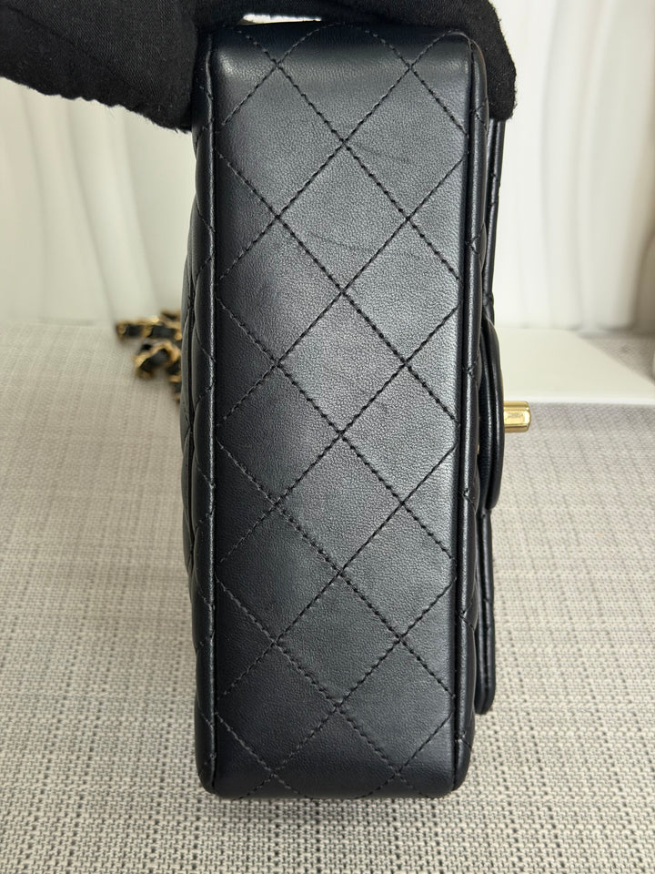 CHANEL Black Lambskin LGHW Mini Rectangular Flap Bag 2025