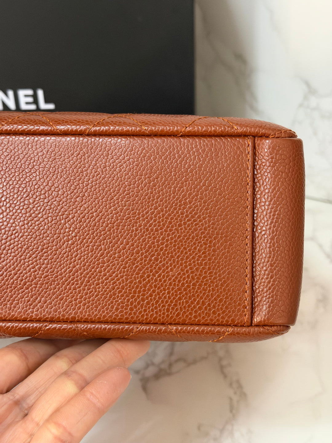 CHANEL series 19 Brown/Tan Caviar Petite Shopping Tote (PST) Bag