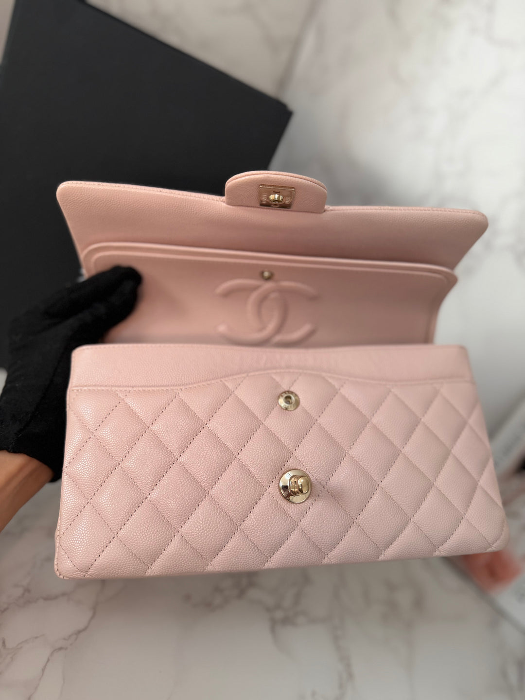 CHANEL 21C 2021 Rose Clair Caviar LGHW Medium ML 11.12 Timeless Classic Double Flap Bag