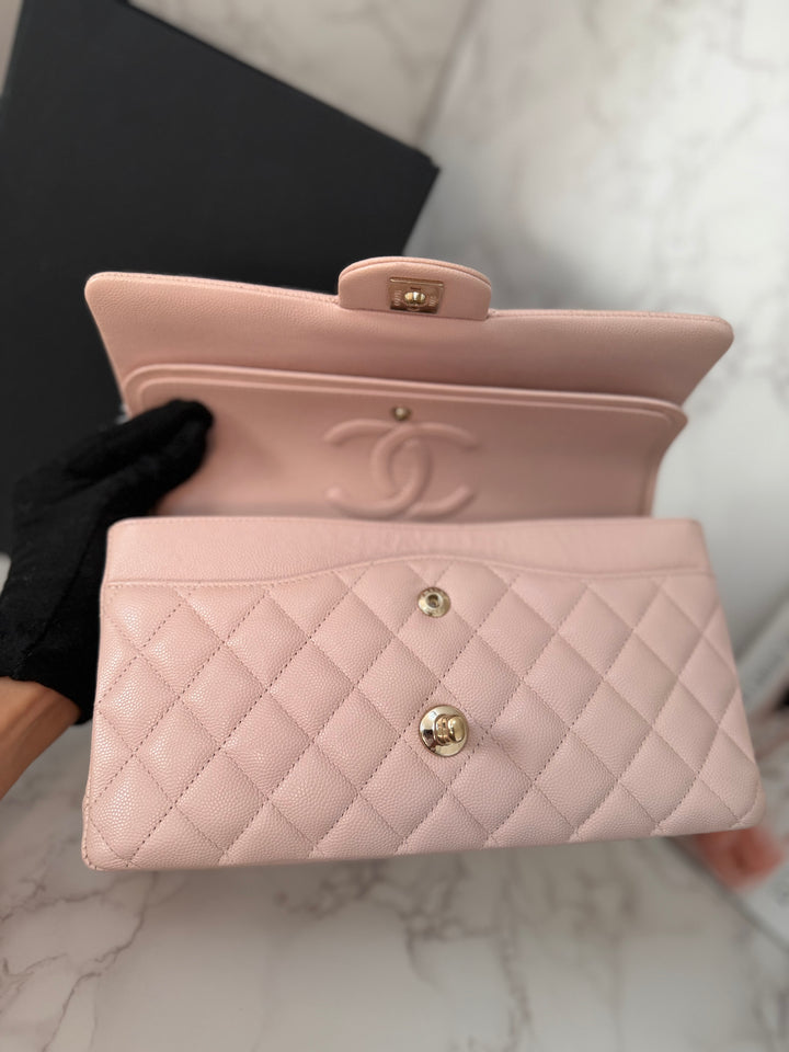 CHANEL 21C 2021 Rose Clair Caviar LGHW Medium ML 11.12 Timeless Classic Double Flap Bag