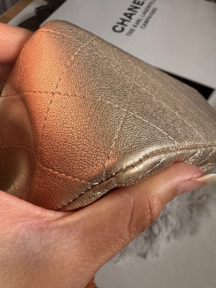 Chanel 21P series 31 Iridescent Gold Lambskin LGHW Mini Rectangular Flap Bag