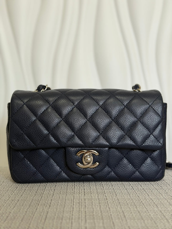 CHANEL series 19 Navy Caviar SHW Mini Rectangular Flap Bag 2014
