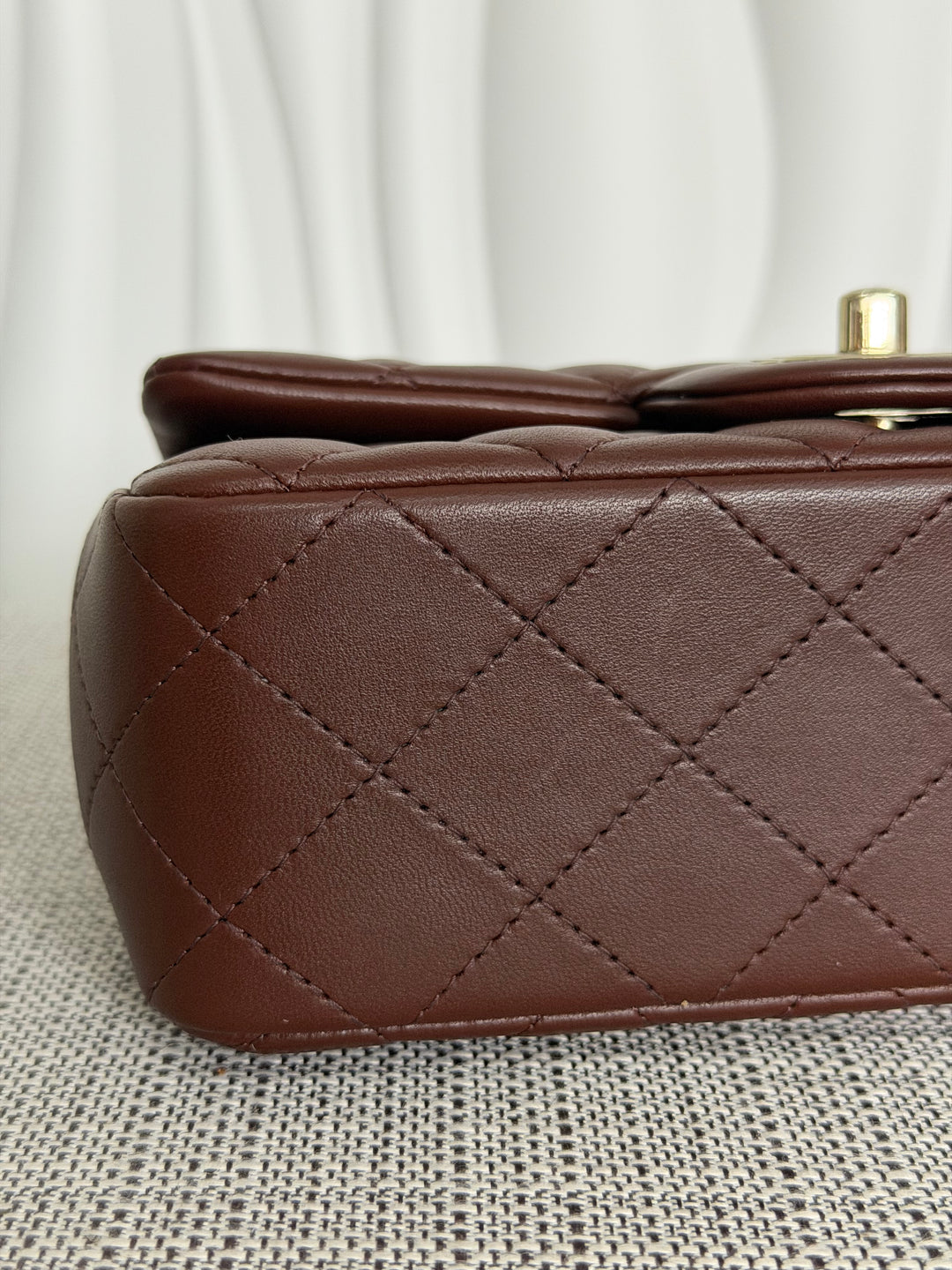 CHANEL 25K collection 2025 Brown Lambskin LGHW Mini Rectangular Flap Bag with Leather Top Handle