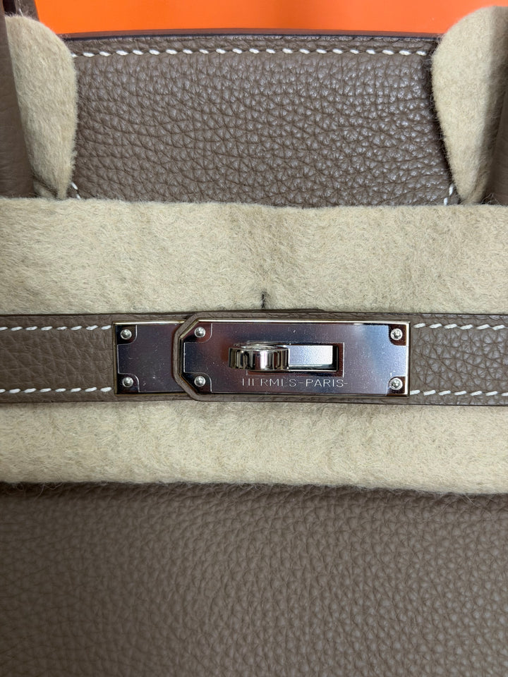 Hermès Etoupe Togo Leather PHW Birkin 30 Stamp A 2017