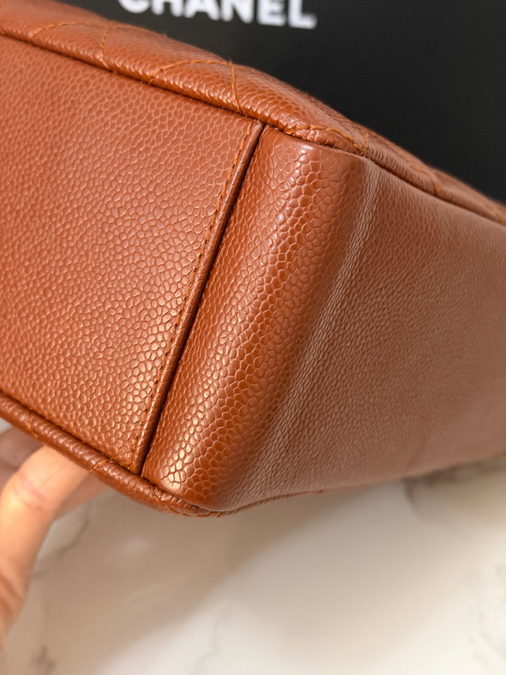 CHANEL series 19 Brown/Tan Caviar Petite Shopping Tote (PST) Bag