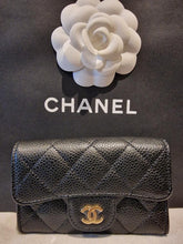 Load image into Gallery viewer, Chanel Black caviar GHW flap card holder
