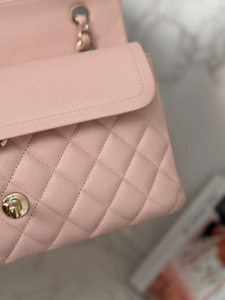 CHANEL 21C 2021 Rose Clair Caviar LGHW Medium ML 11.12 Timeless Classic Double Flap Bag