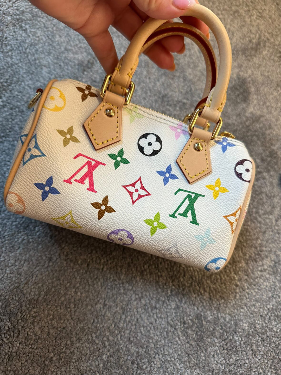 LOUIS VUITTON Murakami TM Multicolored Nano Speedy in White