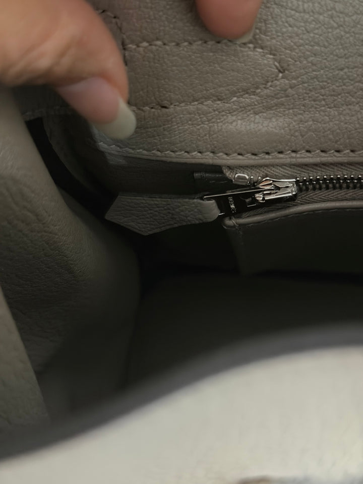 HERMES Gris Asphalt Leather Birkin 30 Bag Palladium Hardware Stamp D 2019