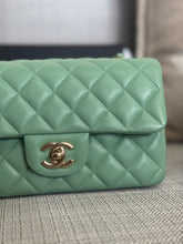 Load image into Gallery viewer, Chanel series 31 21C collection 2020/2021 Pastel Mint Green Lambskin Champagne GHW Mini Rectangular Flap Bag
