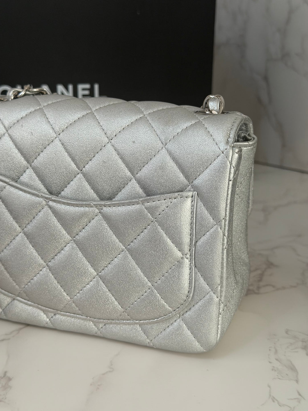 Chanel Series 31 21P Collection Iridescent Silver lambskin SHW Square Mini Flap Bag 2021